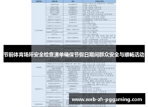 节前体育场所安全检查清单确保节假日期间群众安全与顺畅活动